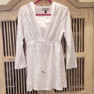 J Valdi White Hooded Bathing Suit Cover Up